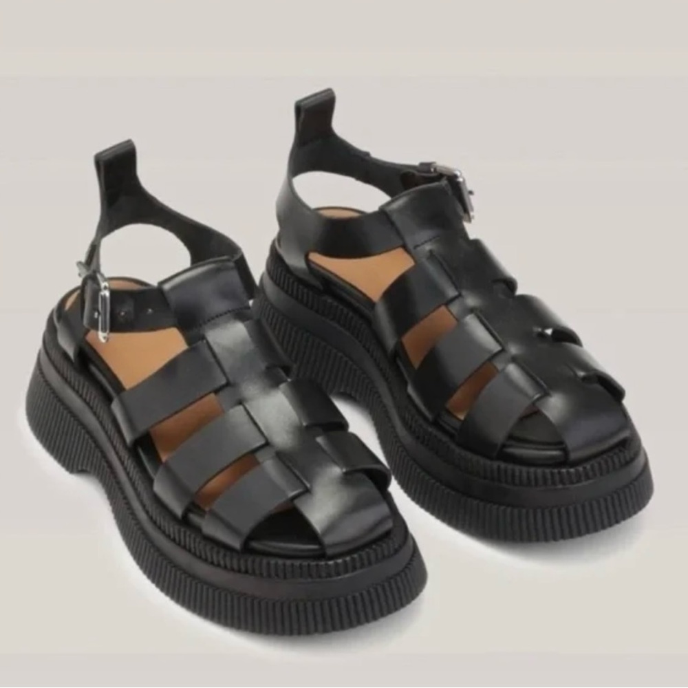 Ganni Creeper Sandals in Black/Black Sz 40 Never Worn